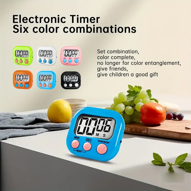 6pcs Digital Kitchen Timers - Cute, Perfect for Cooking, Baking, Classroom & Office Use - AAA Battery Not Included