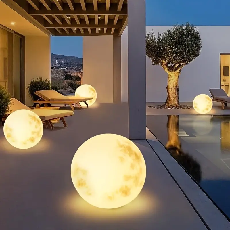 Solar Courtyard Garden Moon Light Decoration, Color Changing Solar Spherical Light - Suitable for Outdoor, Garden, Christmas Tree, Courtyard, Terrace, Christmas Birthday Anniversary Party Decoration