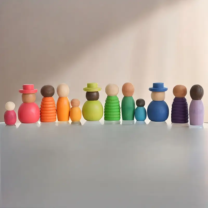 12pcs Colorful Wooden Rainbow Figurines | Decorative Items for Furniture, Wizard Miniatures, Suitable for Rooms Or Living Room Decor