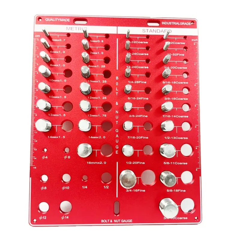 42 Hole Thread Checker | Nut and Bolt Thread Checker, Bolt Size and Thread Gauge with Imperial and Centimeter Ruler, 19 Standard and 15 Metric Bolt Gauges, 8 Drill Gauges