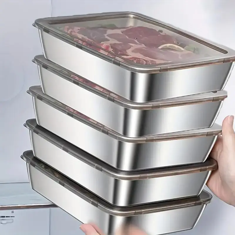 5/15pcs durable stainless steel food storage container set - leak proof, BPA free, microwave and refrigerator safe, non fragile