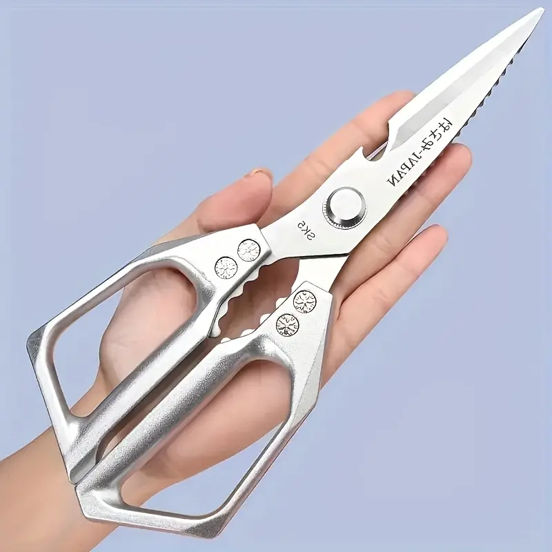 1pc Heavy-Duty 304 Stainless Steel Kitchen Scissors - Chicken Bone Cutting, Ergonomic Ambidextrous Design, Multifunctional for Meat, Poultry, Vegetables - Home, Restaurant, Outdoor Use - Christmas Gift, Butcher's Tool, Sharp Blade, Robust Construction