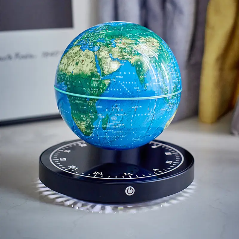 Polished Floating spherical Earth Planet Lamp with RGB LED Changing Lighting Magnetic Levitating 360°Rotating Planet Ball