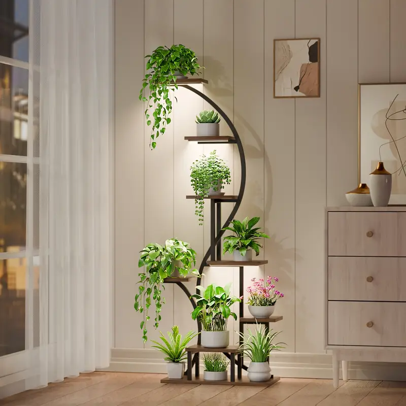 Plant Stand Indoor With Grow Light, 8 Tiered Metal Plant Shelf Indoor